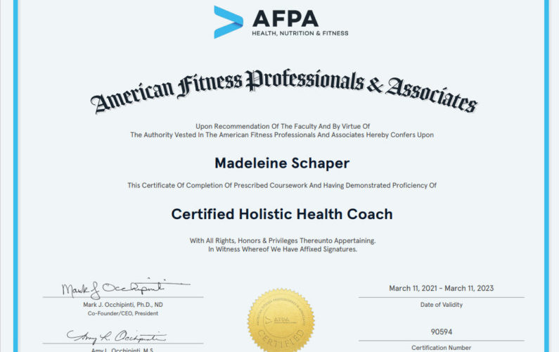 Certification for Completion Holistic Health Coach